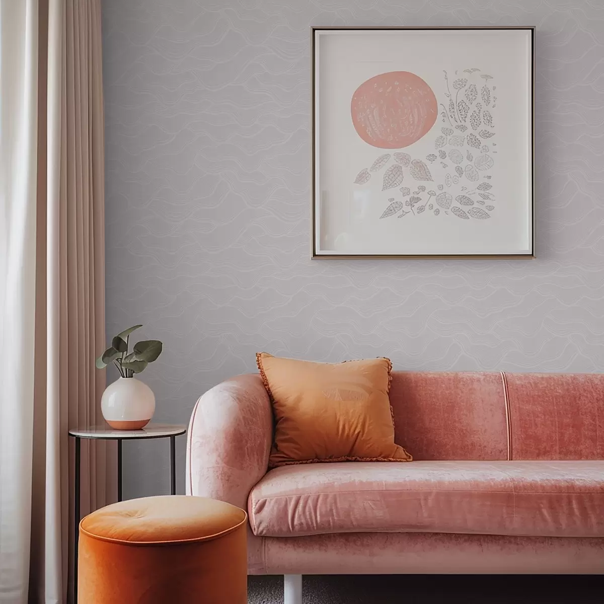 Wallpaper Fundal roz pastel cu linii ondulate a00682v3