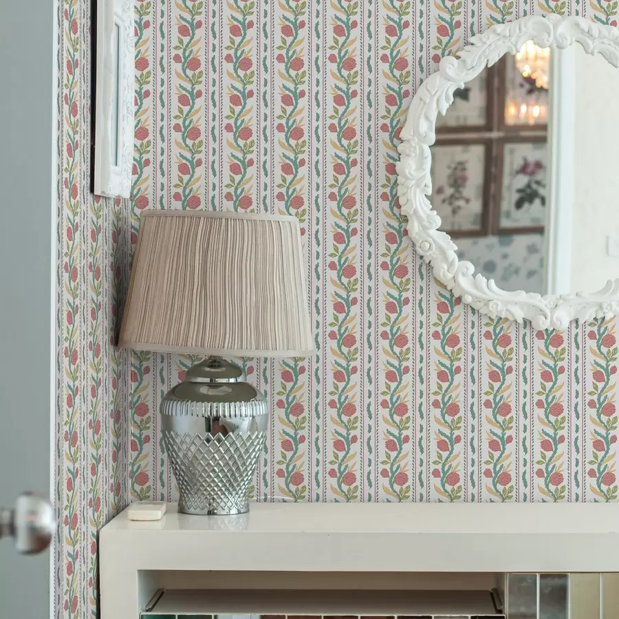 fototapet Dungi verticale cu flori de coral și frunze turcoaz a00816