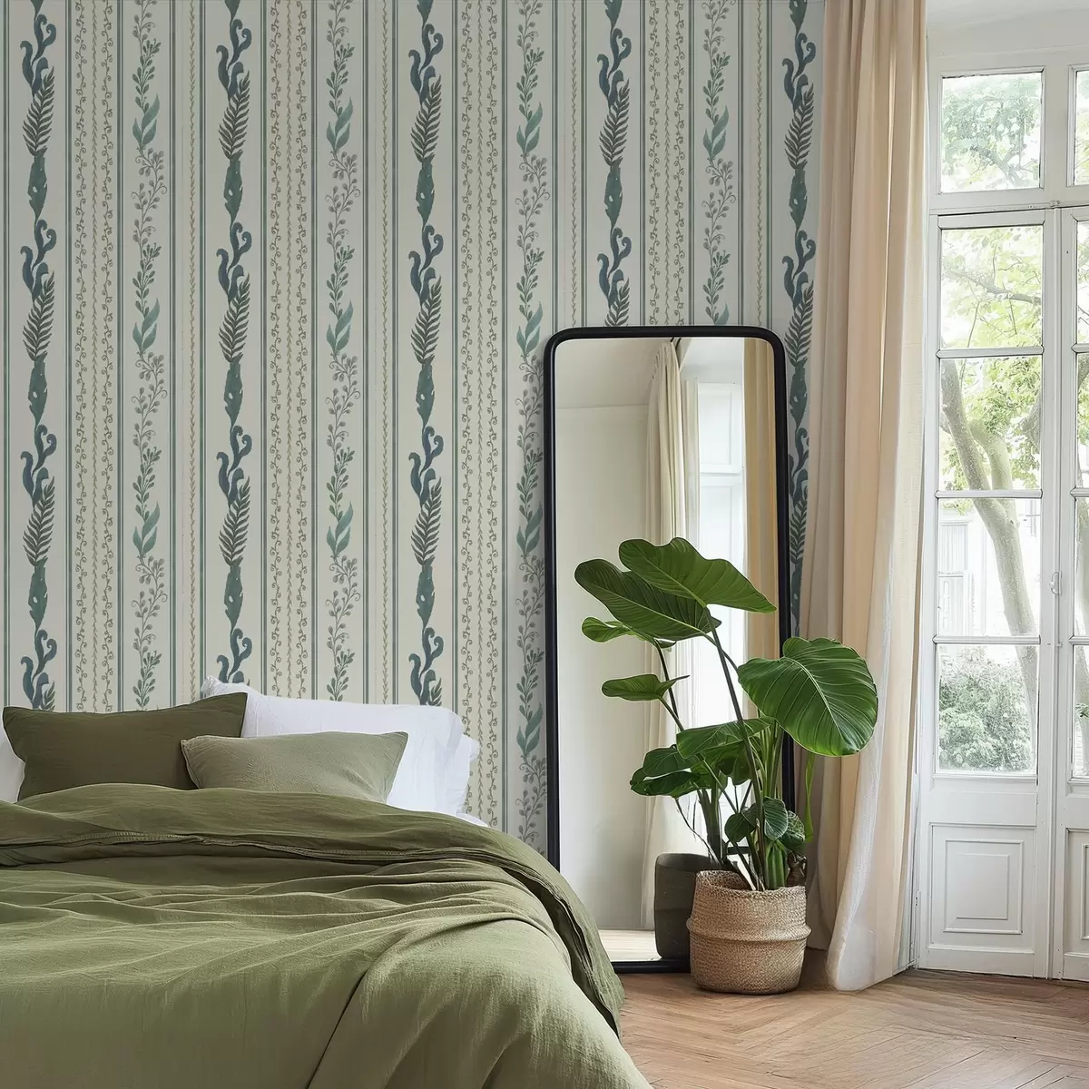 Wallpaper Dungi cu ramuri și bucle pe un fundal cald, lăptos a00823v2