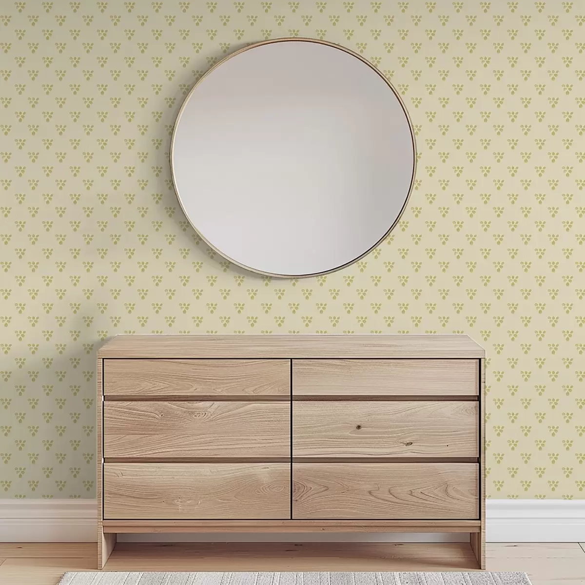 Wallpaper Repetare mică: triouri de frunze pe fond crem-bej a00848