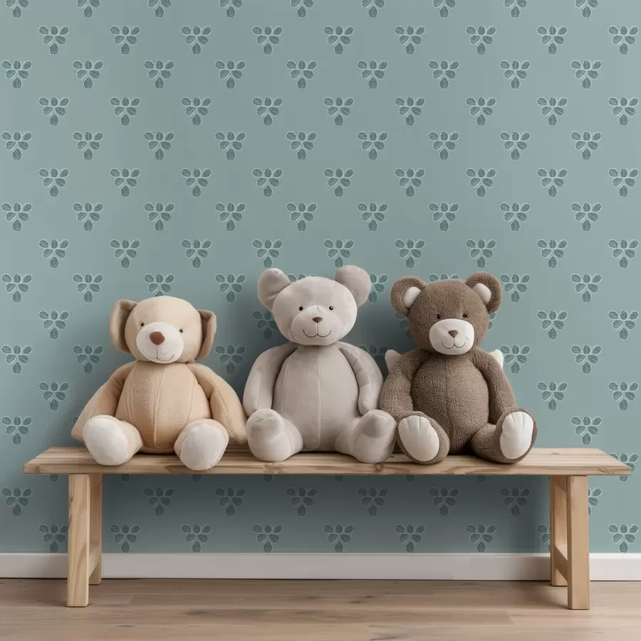 fototapet Repetare mică: triouri de frunze pe albastru rece a00848v1