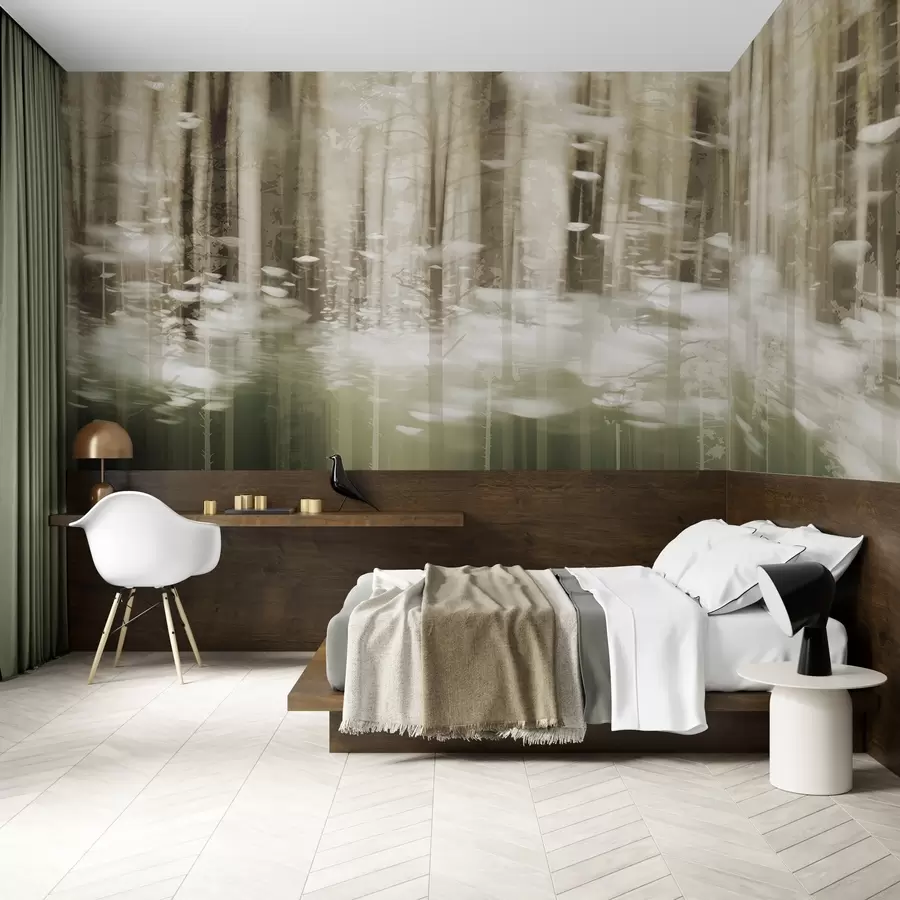 fototapet Trunchiuri de copaci stilizate în culori pastelate w04844