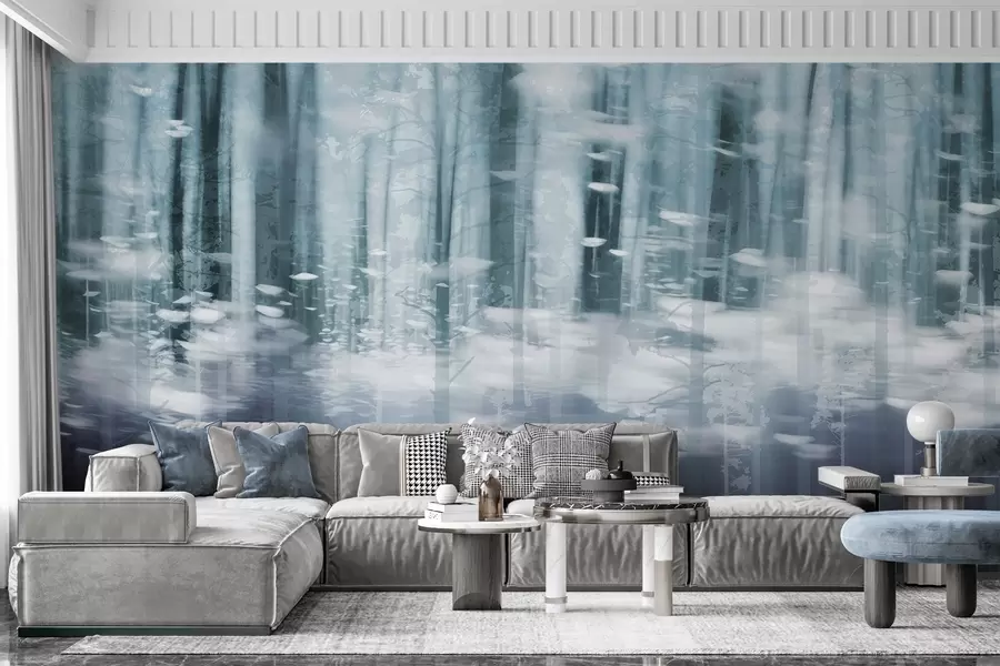 fototapet Trunchiuri de copaci stilizate în culori pastelate w04844v1