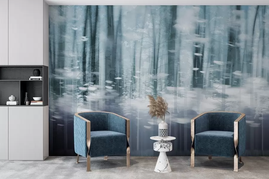 fototapet Trunchiuri de copaci stilizate în culori pastelate w04844v1