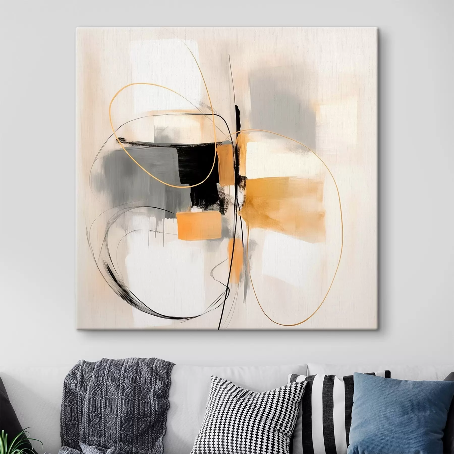 Tablouri Abstract, linii și forme în stilul picturii în ulei s46322