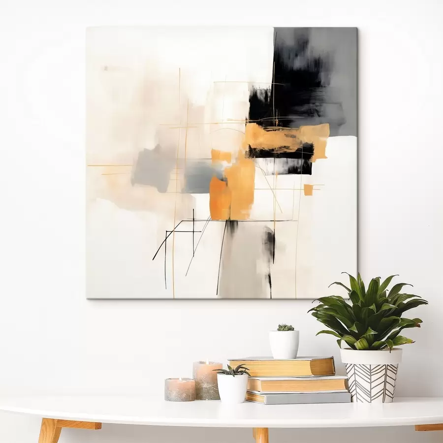 Tablouri Pictură modernă, accente de bej, piersic și grafit s46323