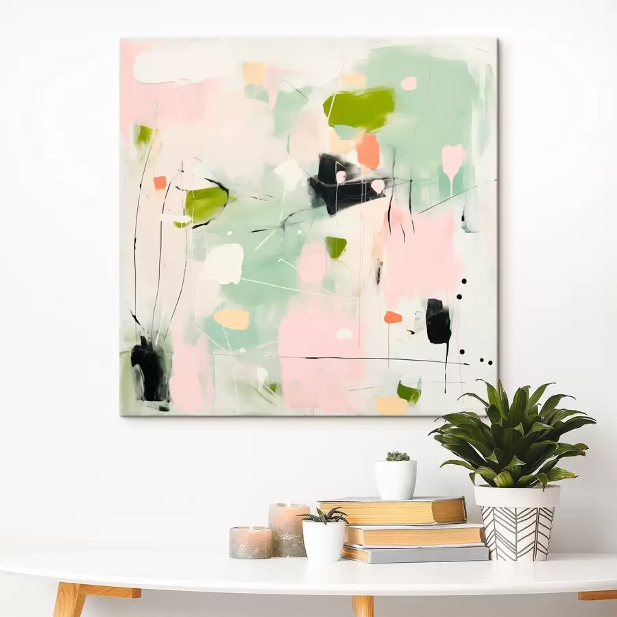 Tablouri Roz și mentă, tușe pastelate s46324