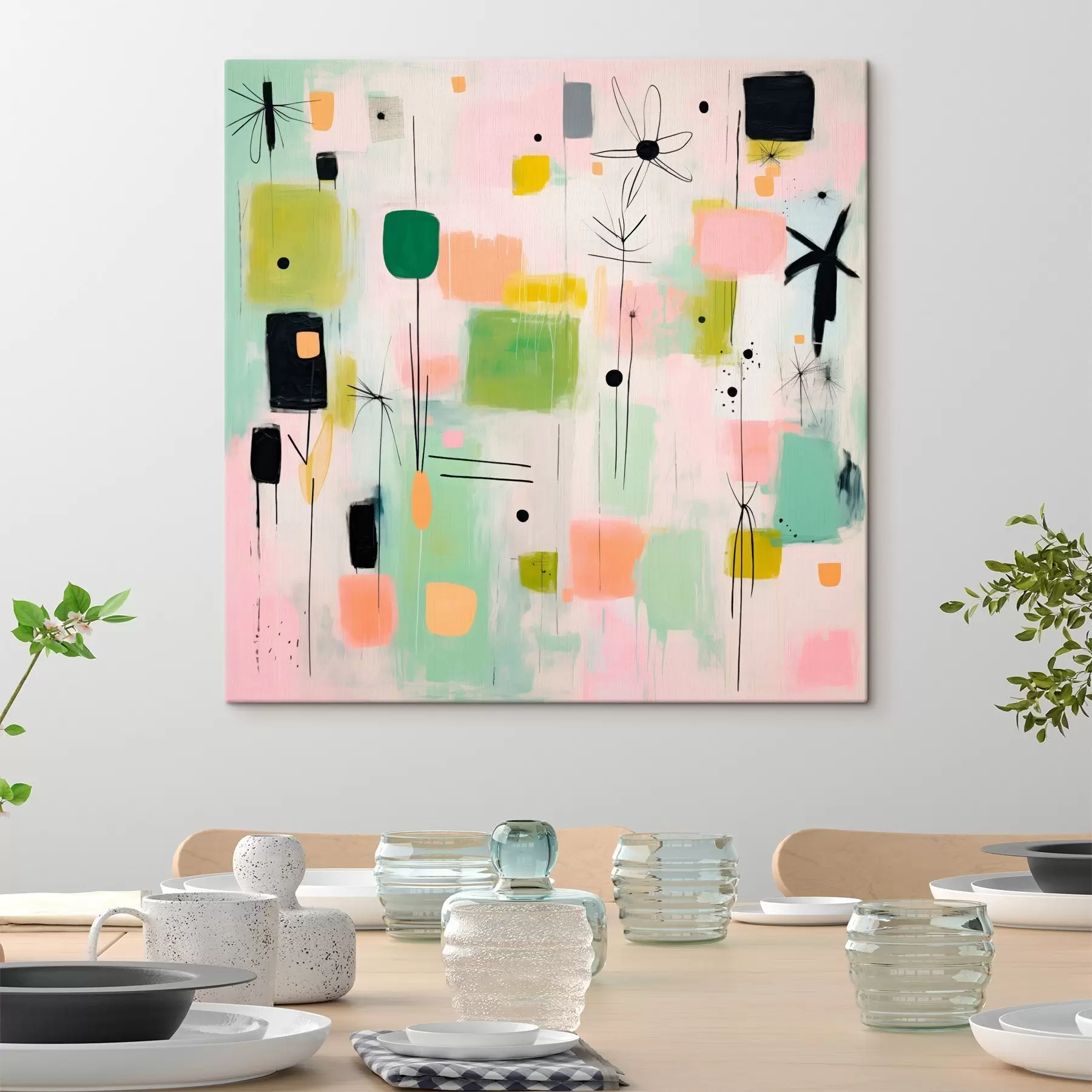 Tablouri Flori abstracte, compoziție luminoasă în stilul picturii în ulei s46325