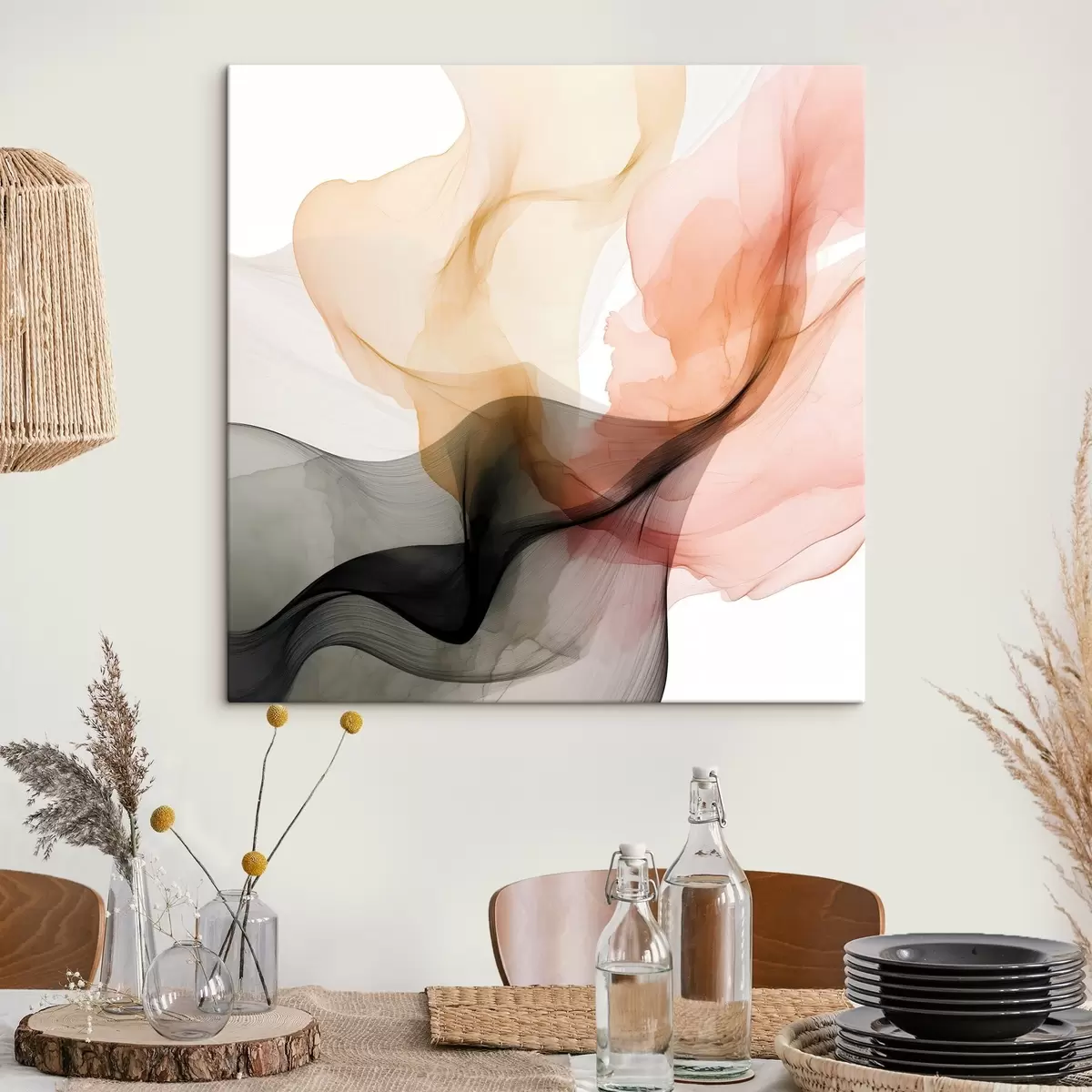 Tablouri Coral și gri se revarsă într-un stil delicat s46333