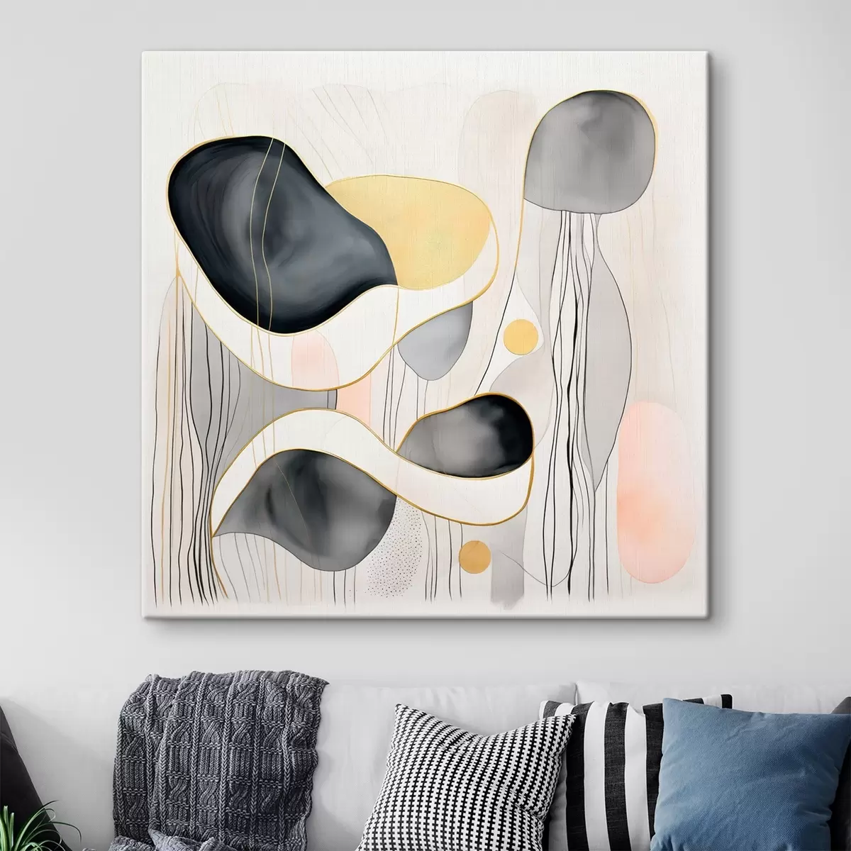 Tablouri Compoziție neutră, pete gri și nisipoase în stil modern s46334