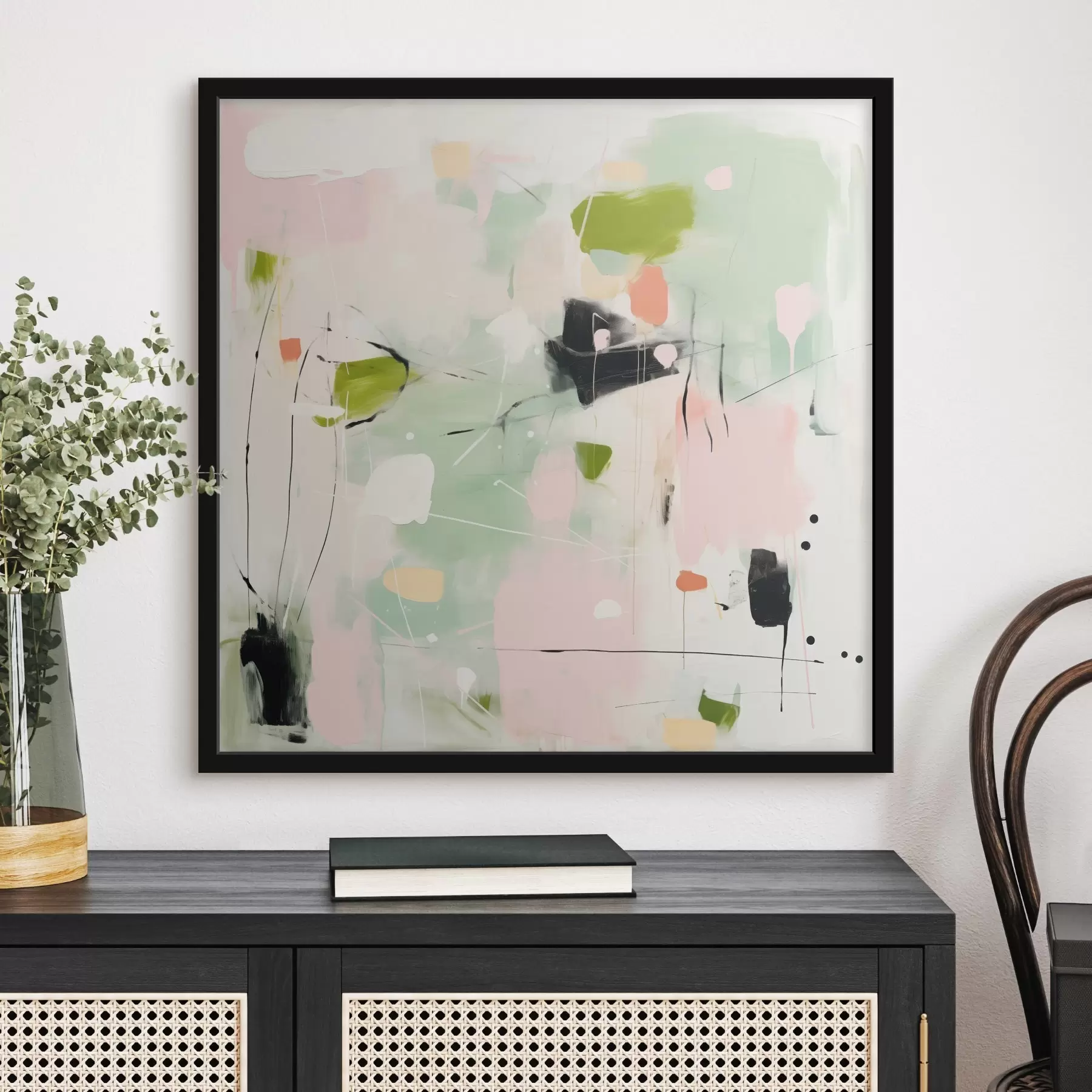 fototapet Roz și mentă, tușe pastelate f46324