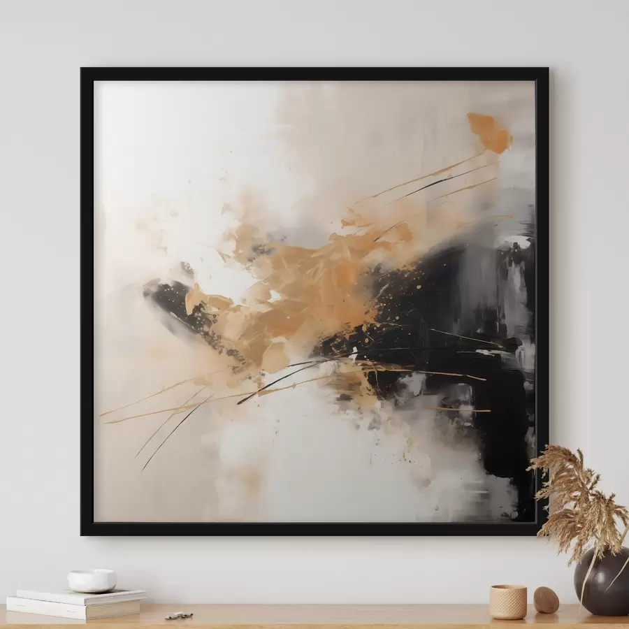 fototapet Linii portocalii și negre, abstracție modernă f46327