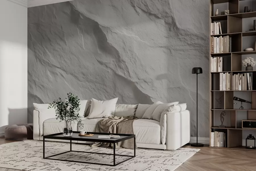fototapet imitație de piatră albă în designul interior w04818