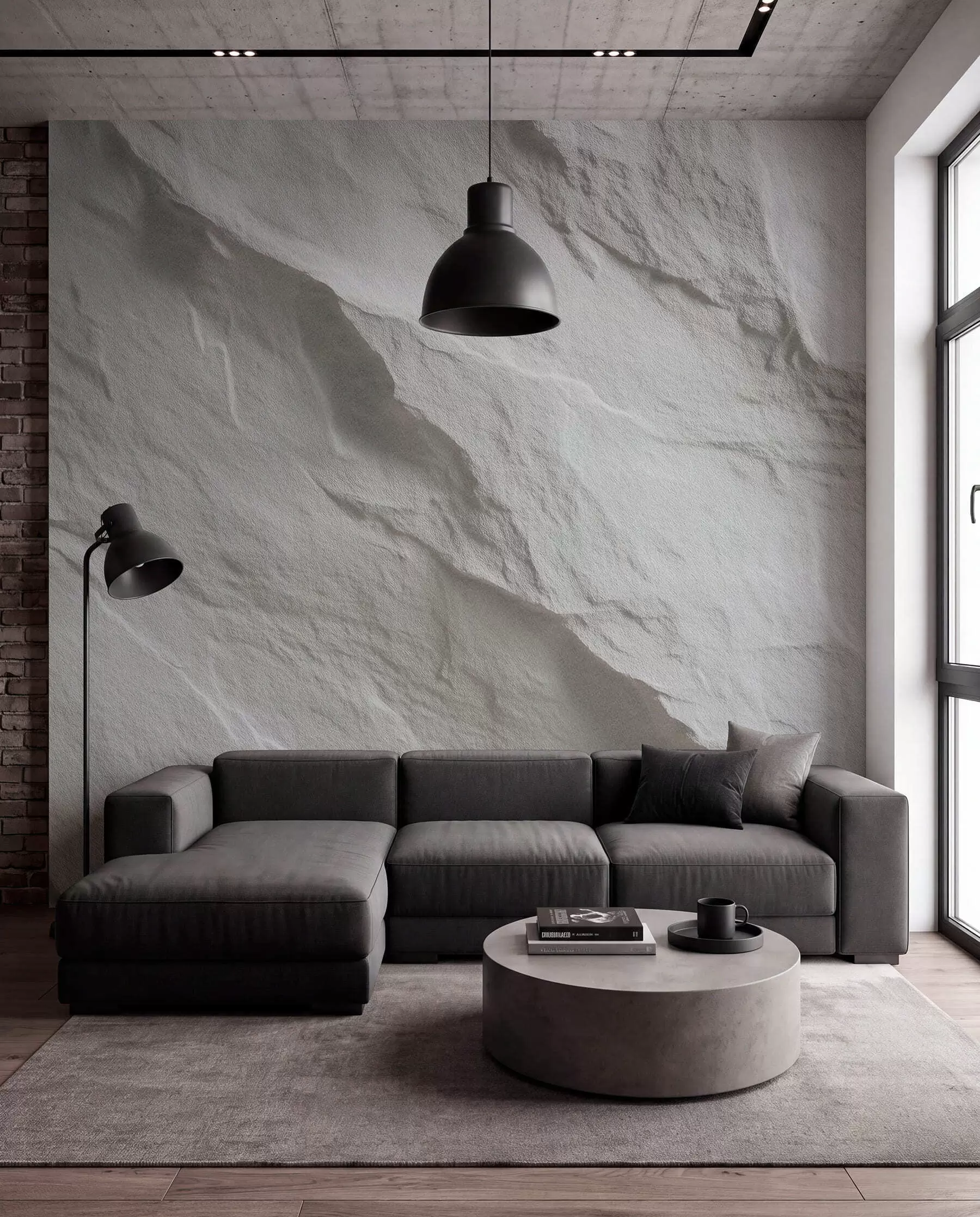 fototapet imitație de piatră albă în designul interior w04818