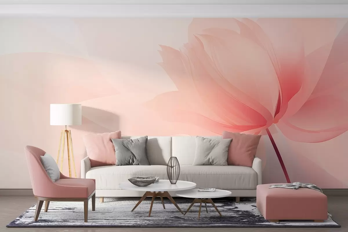 fototapet Floare mare în nuanțe delicate de roz-piersică w09356