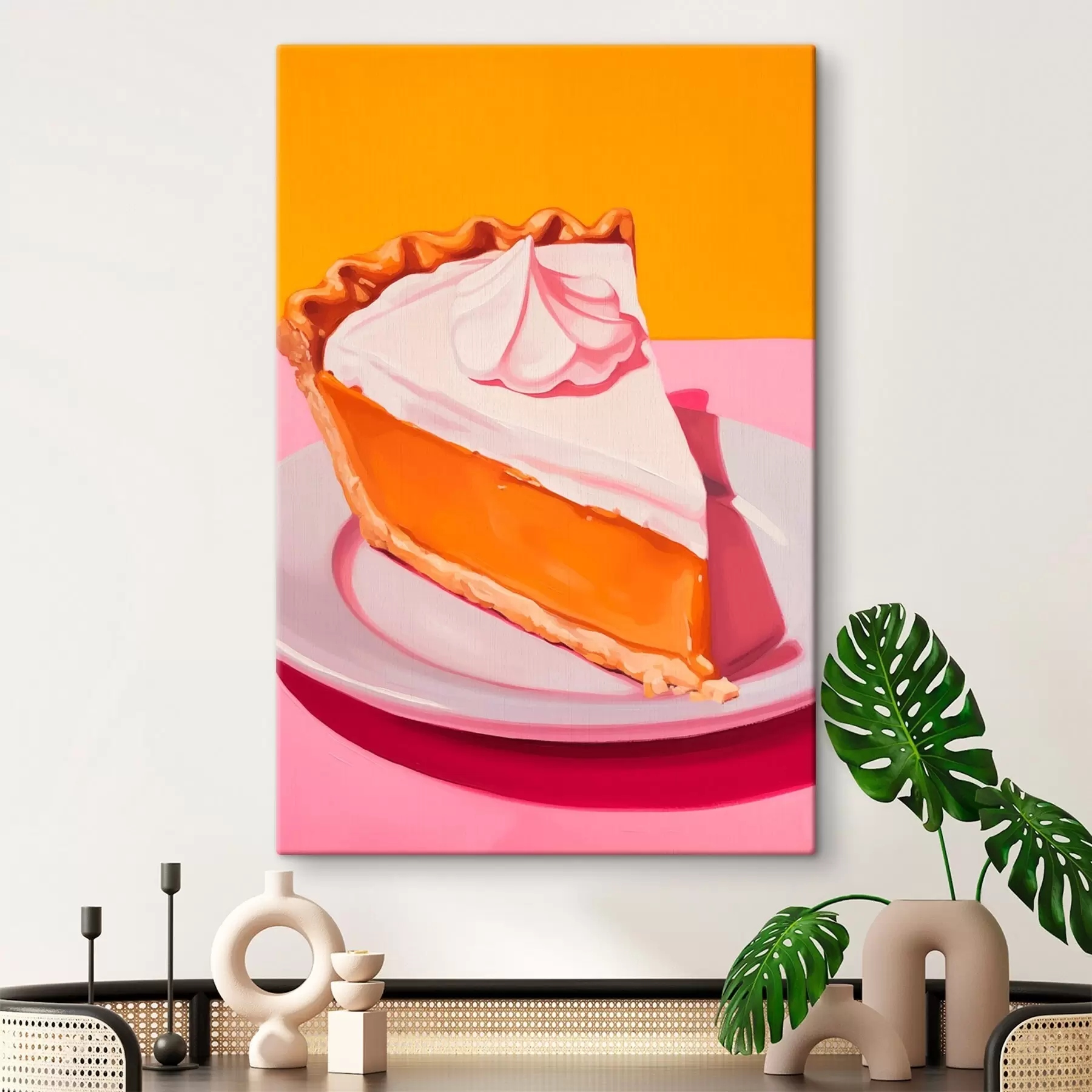 Tablouri Bucată de plăcintă cu dovleac. Ilustrație pop art s46462