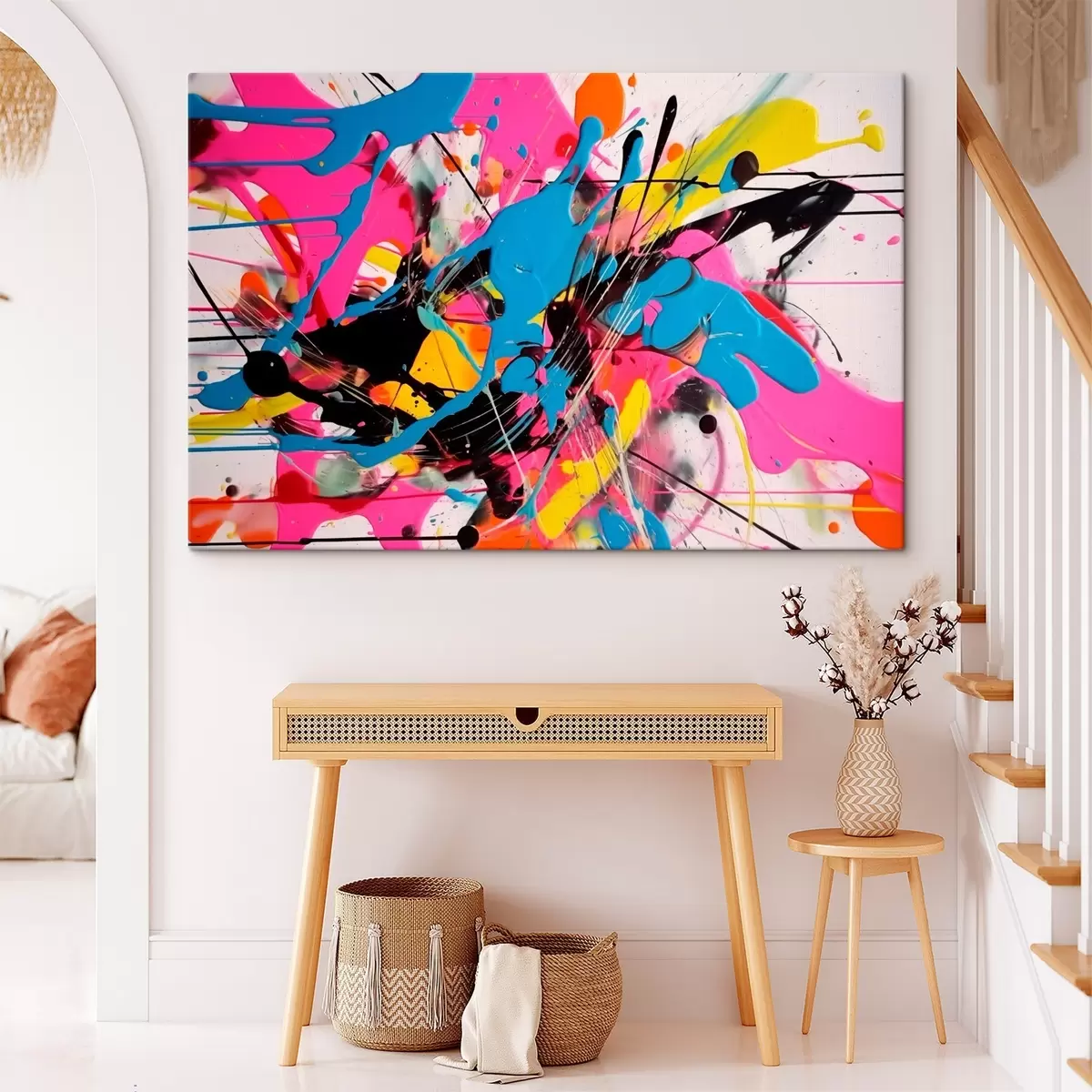 Tablouri Pete luminoase de vopsea. Abstracție în stil picurând. s46478