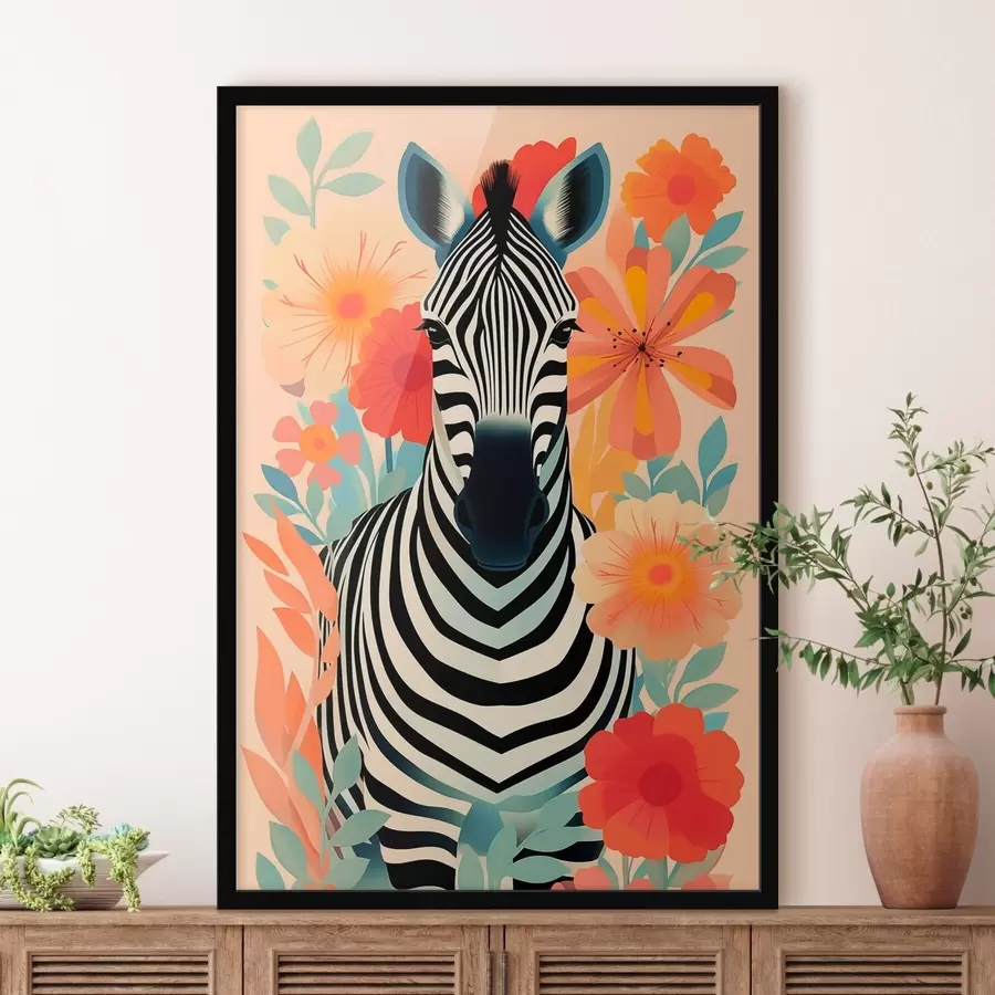 fototapet Zebra printre flori f46457