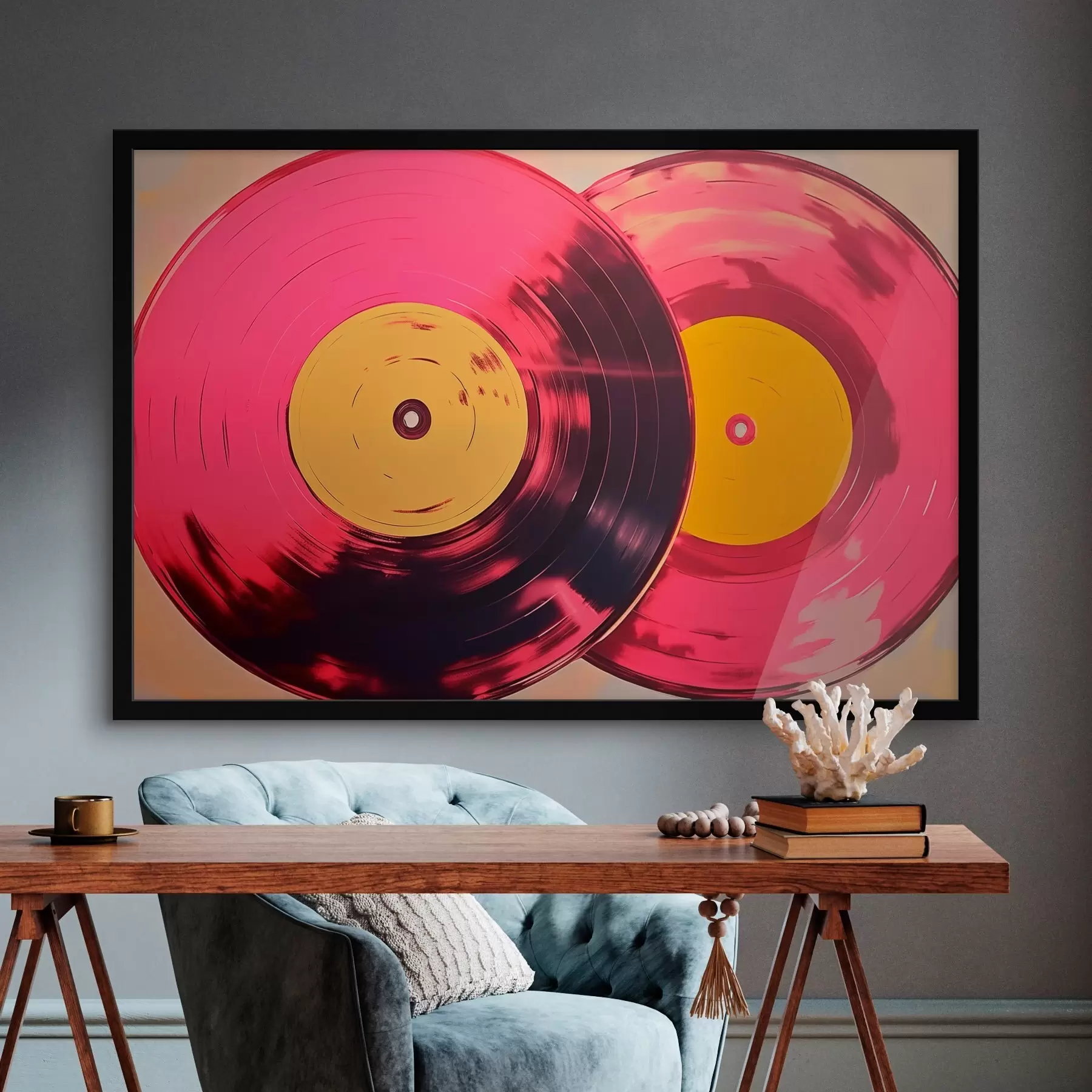 fototapet Discuri de vinil colorate f46459