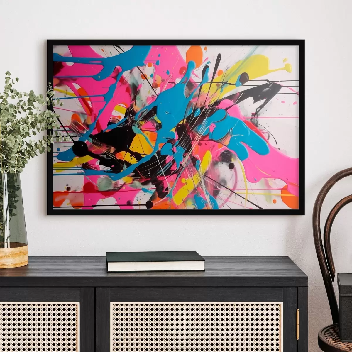 Poster Pete luminoase de vopsea. Abstracție în stil picurând. f46478