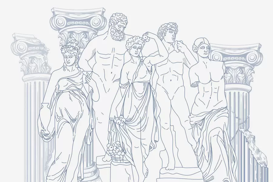 fototapet Oamenii antici și coloanele w04865