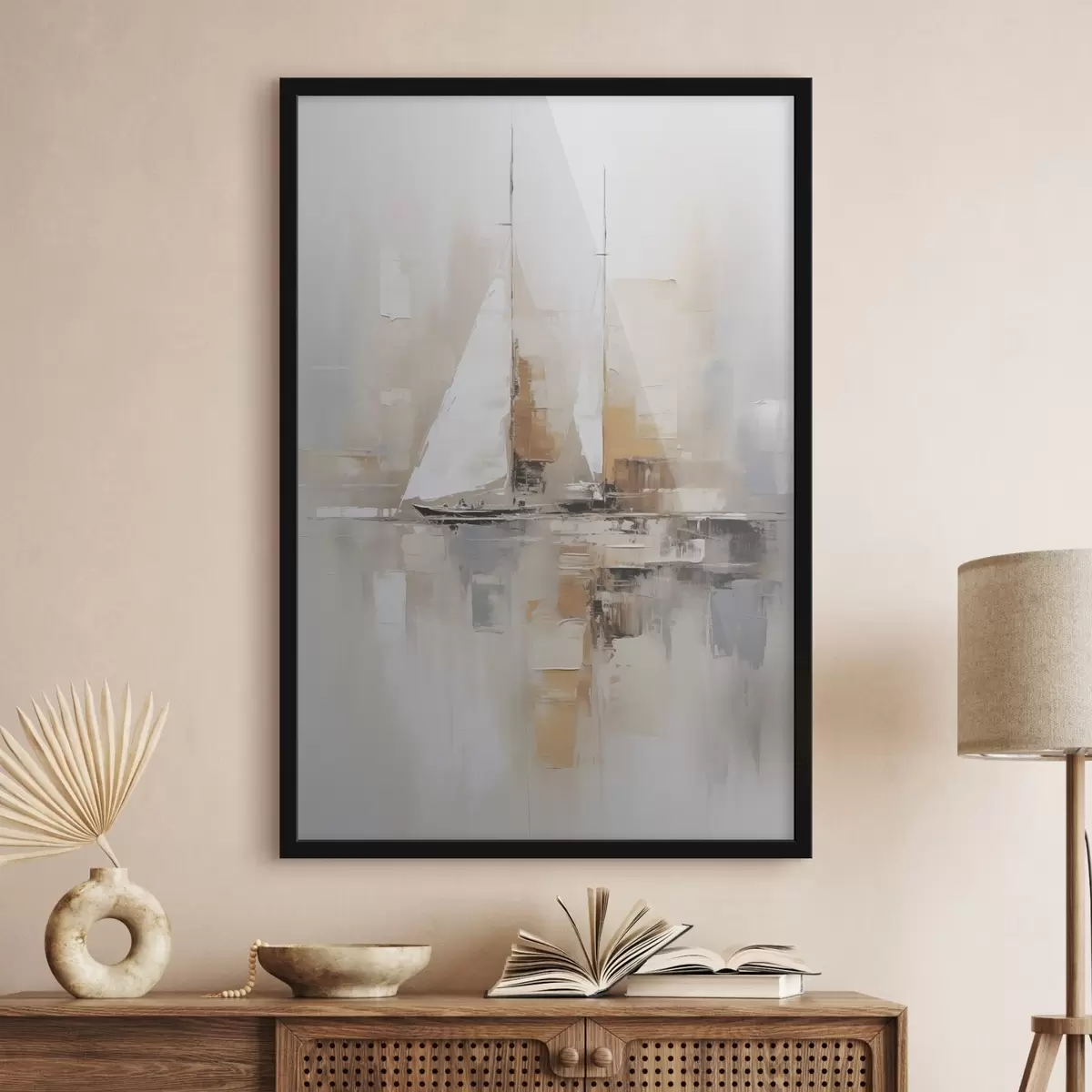 Poster Abstracție cu barcă cu pânze f46566