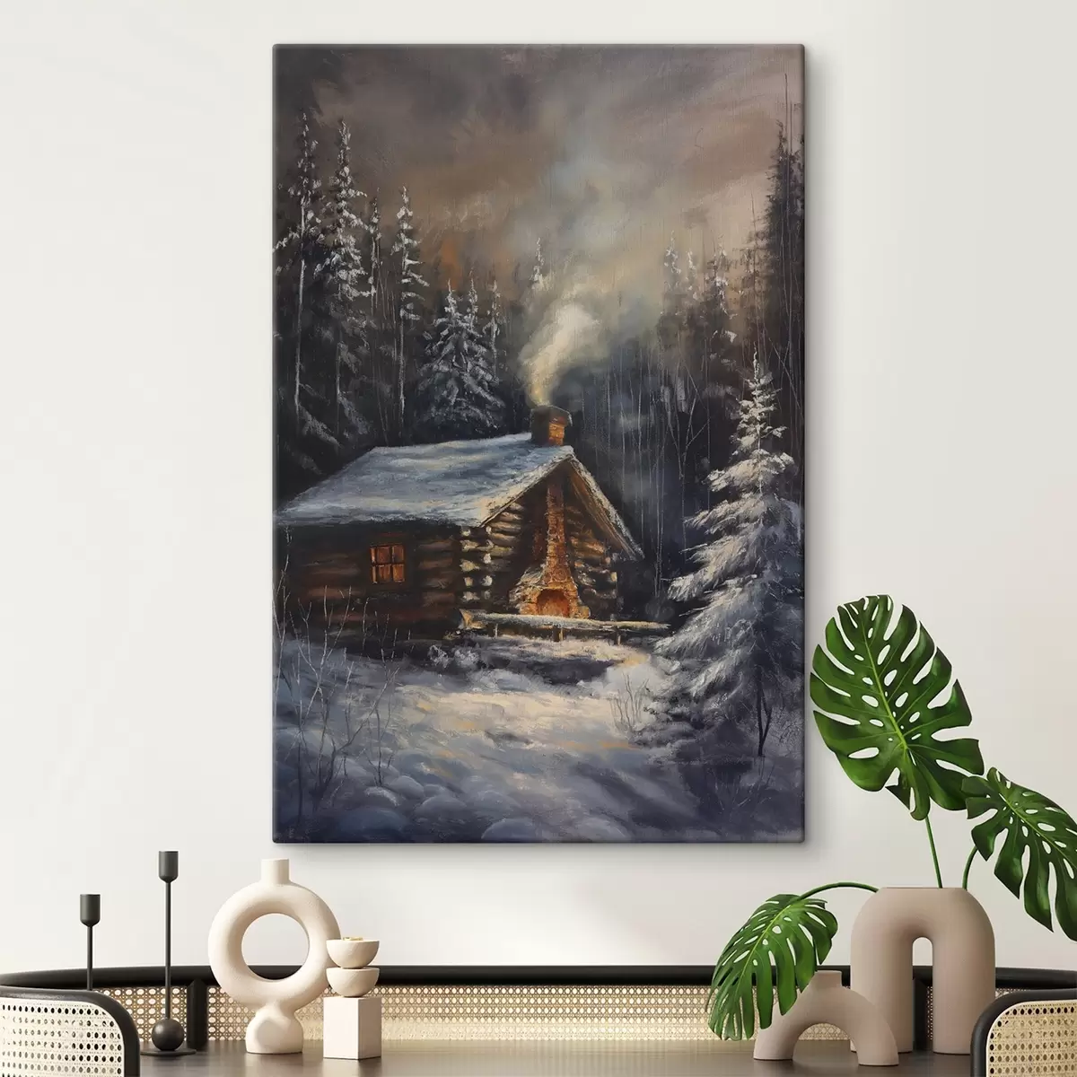 Tablouri Cabană într-o pădure iarna s46606