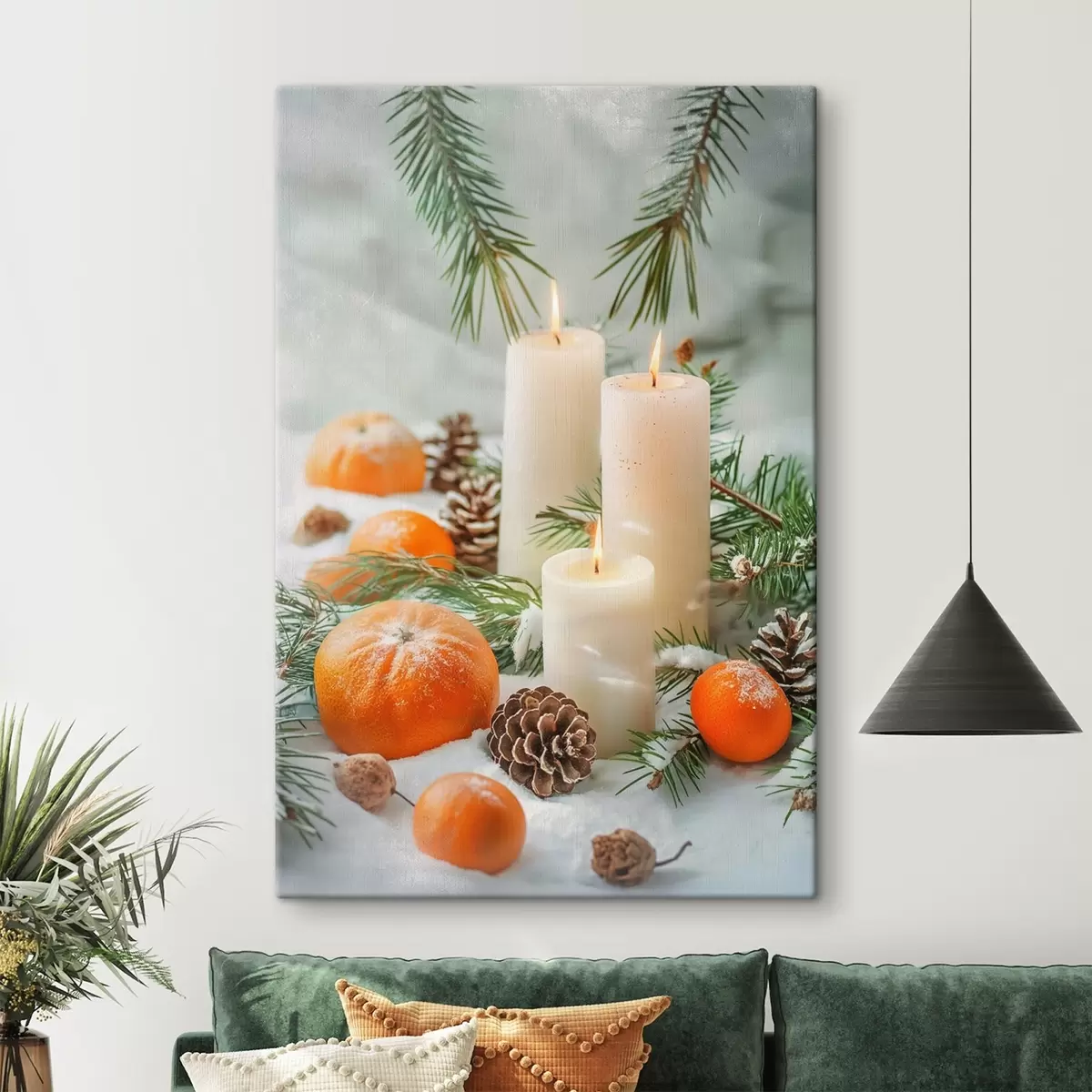 Tablouri Lumânări, mandarine și conuri de pin s46615