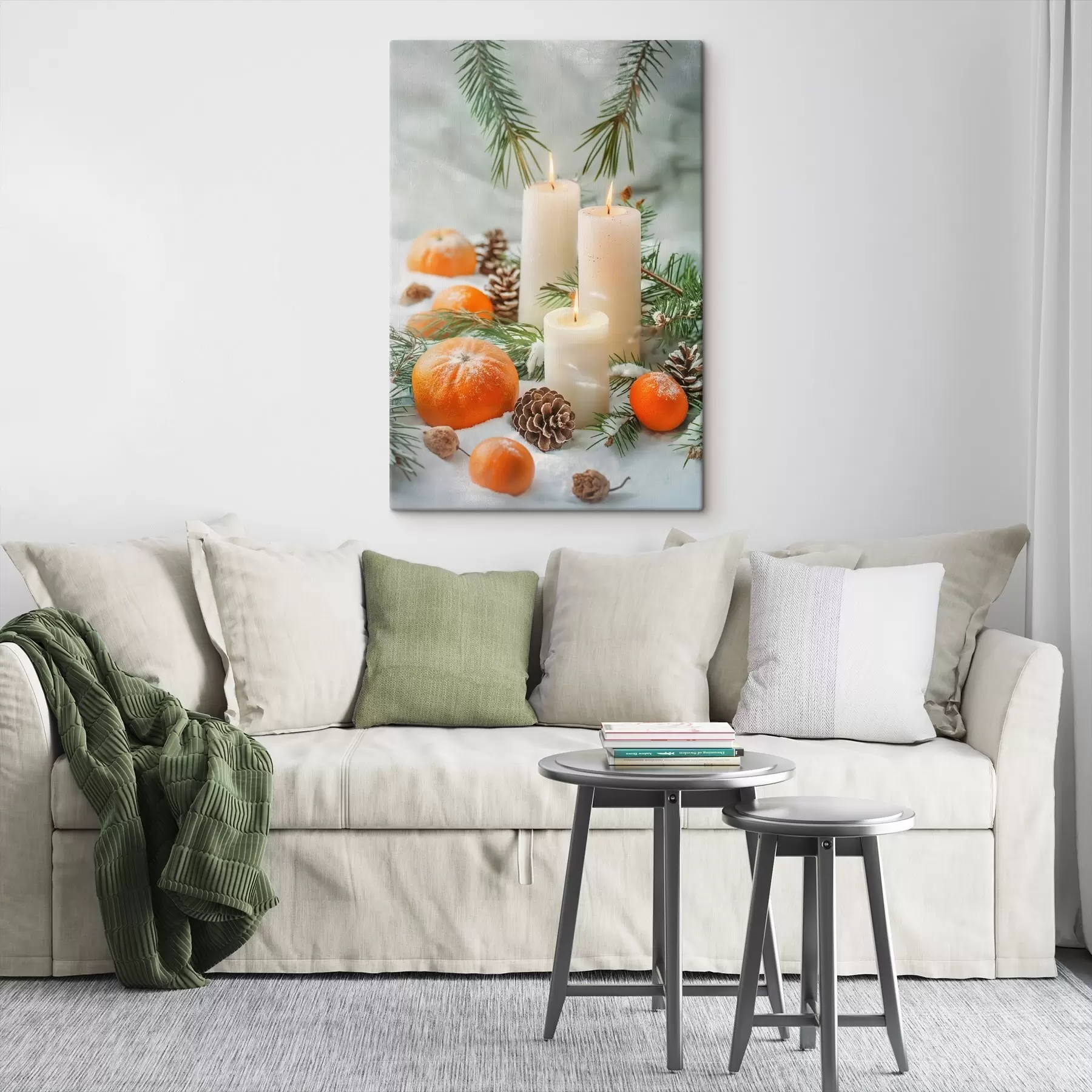 Tablouri Lumânări, mandarine și conuri de pin s46615