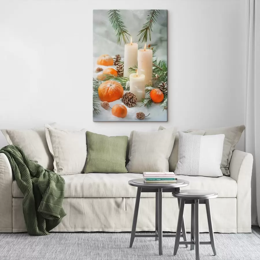 Tablouri Lumânări, mandarine și conuri de pin s46615