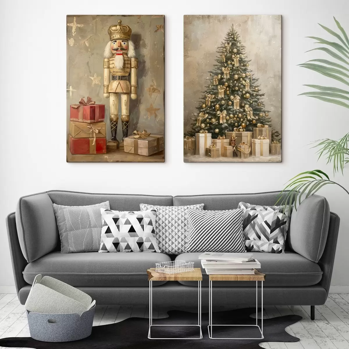 Tablouri Spărgătorul de nuci și bradul de Crăciun cu cadouri m00957