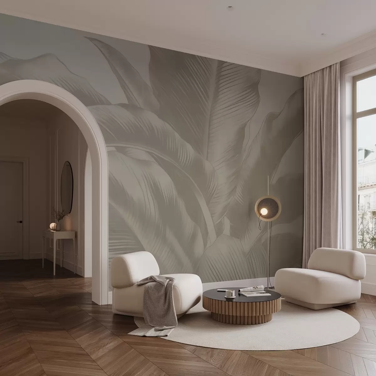 fototapet Frunze lungi, frunze de bananier cu efect uzat w04827v4