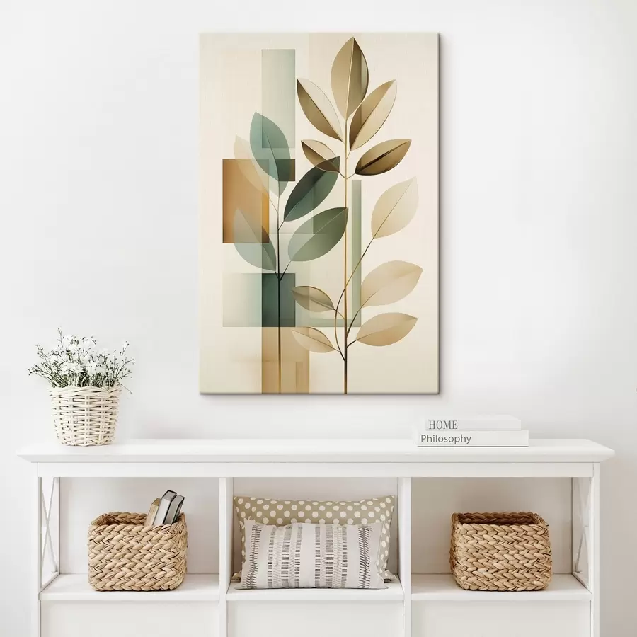 Tablouri Abstracție geometrică cu frunze s46581