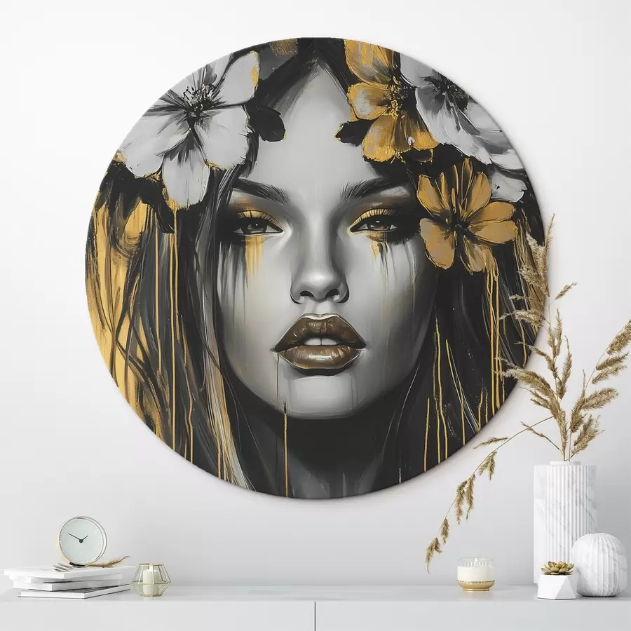 Tablouri Portret abstract al unei femei cu flori r46454