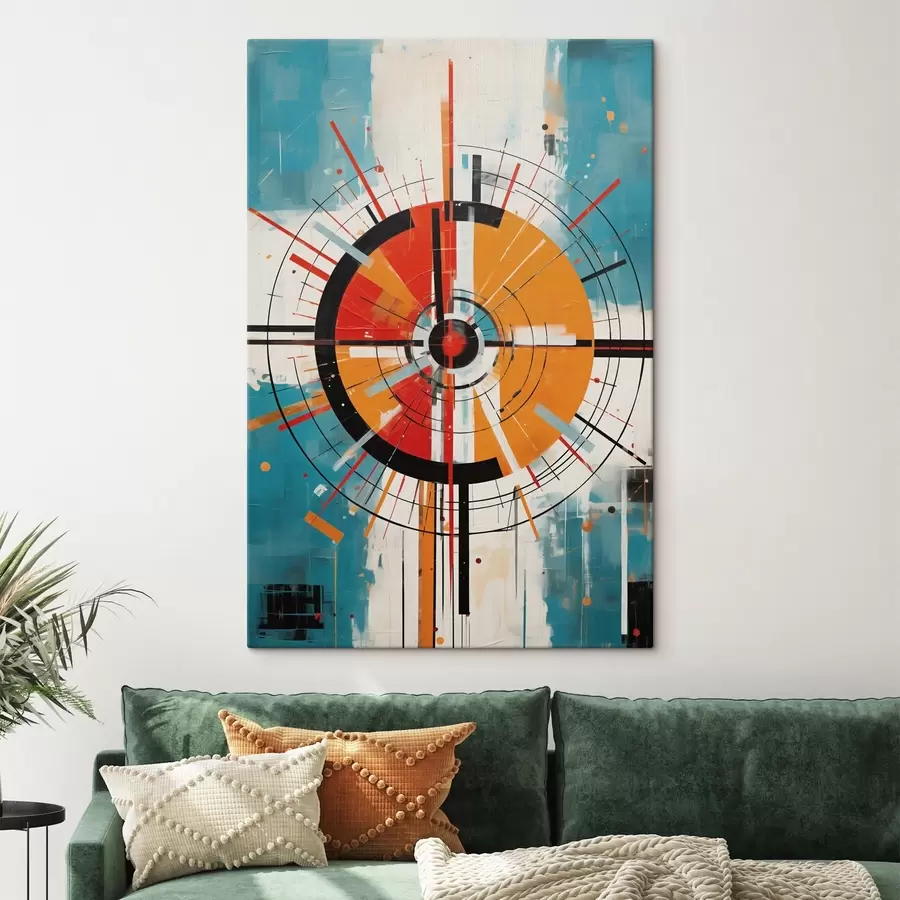 Tablouri Țintă concentrică cu segmente de culoare verde-albăstrui și portocaliu s46486