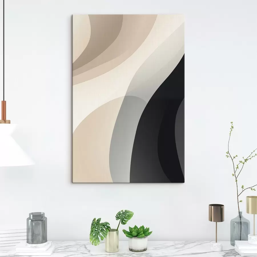 Tablouri Forme organice în nuanțe calde de bej și cărbune s46494