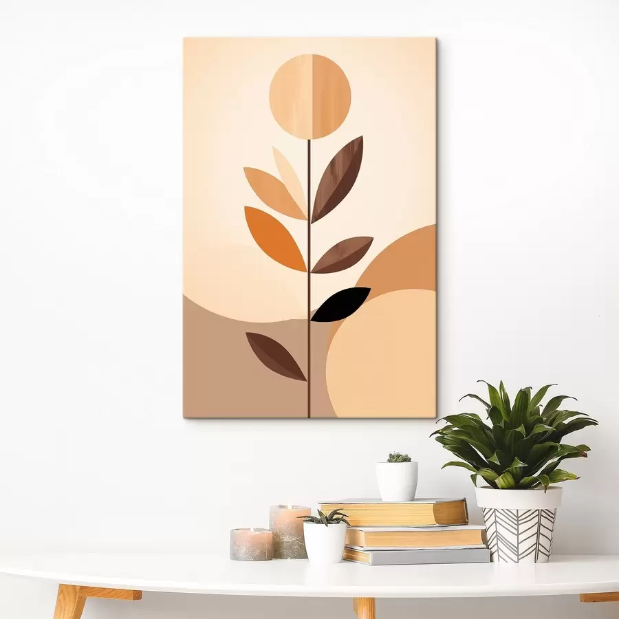 Tablouri Floare stilizată cu frunze geometrice în tonuri calde s46500
