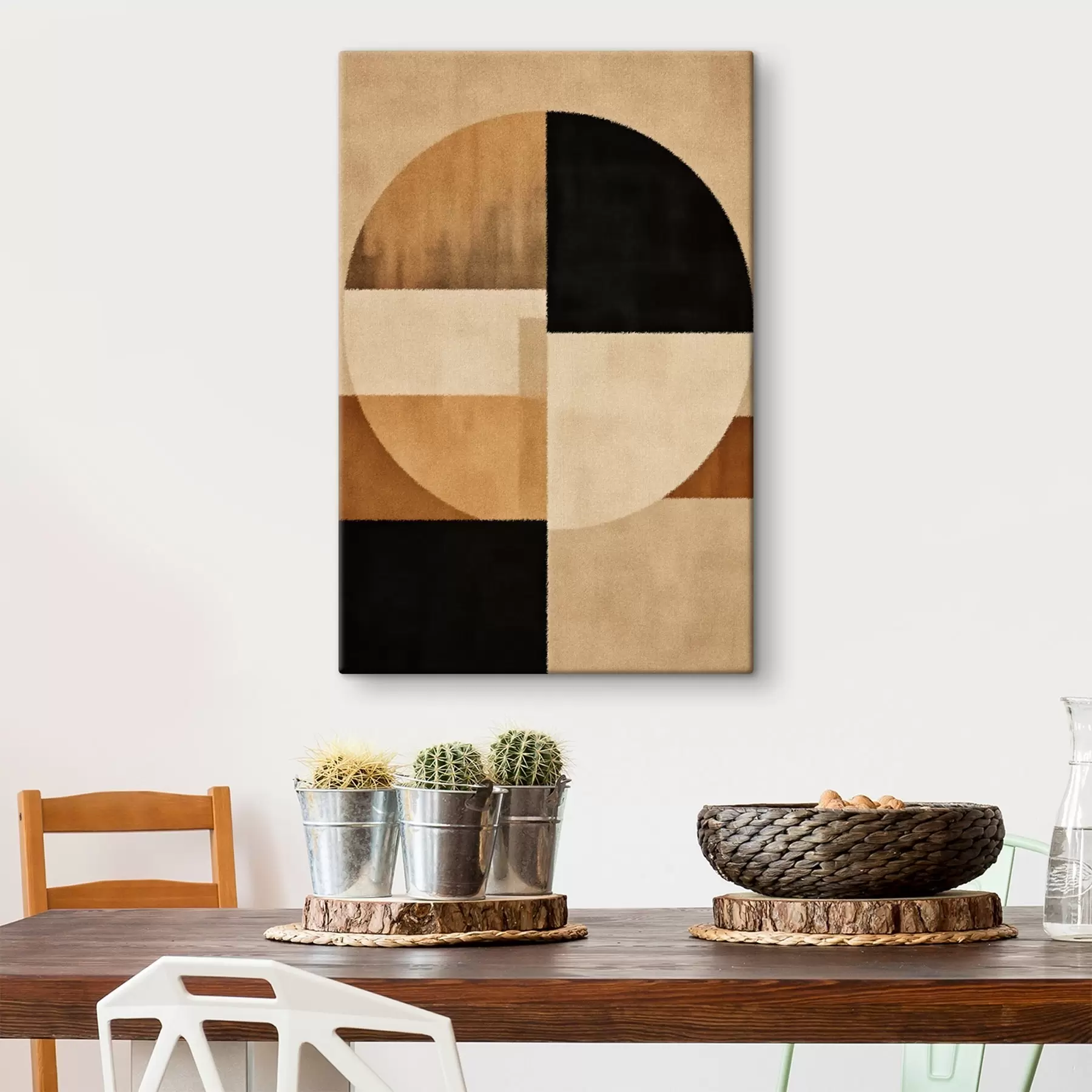 Tablouri Semicercuri și pătrate în tonuri calde, textură moale s46531