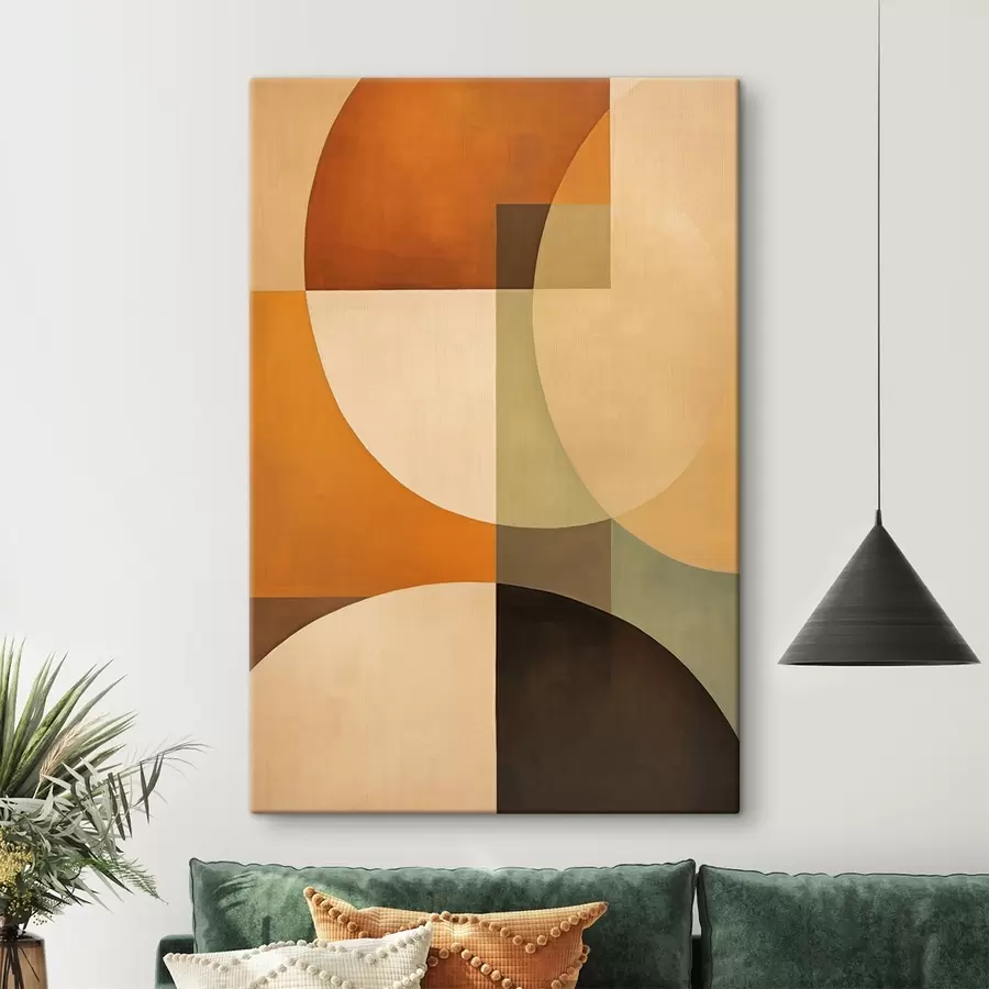 Tablouri Forme mari intersectate în nuanțe de teracotă-măslinie s46533