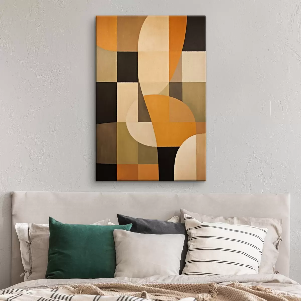 Tablouri Patchwork din dreptunghiuri cu un arc portocaliu neted s46534