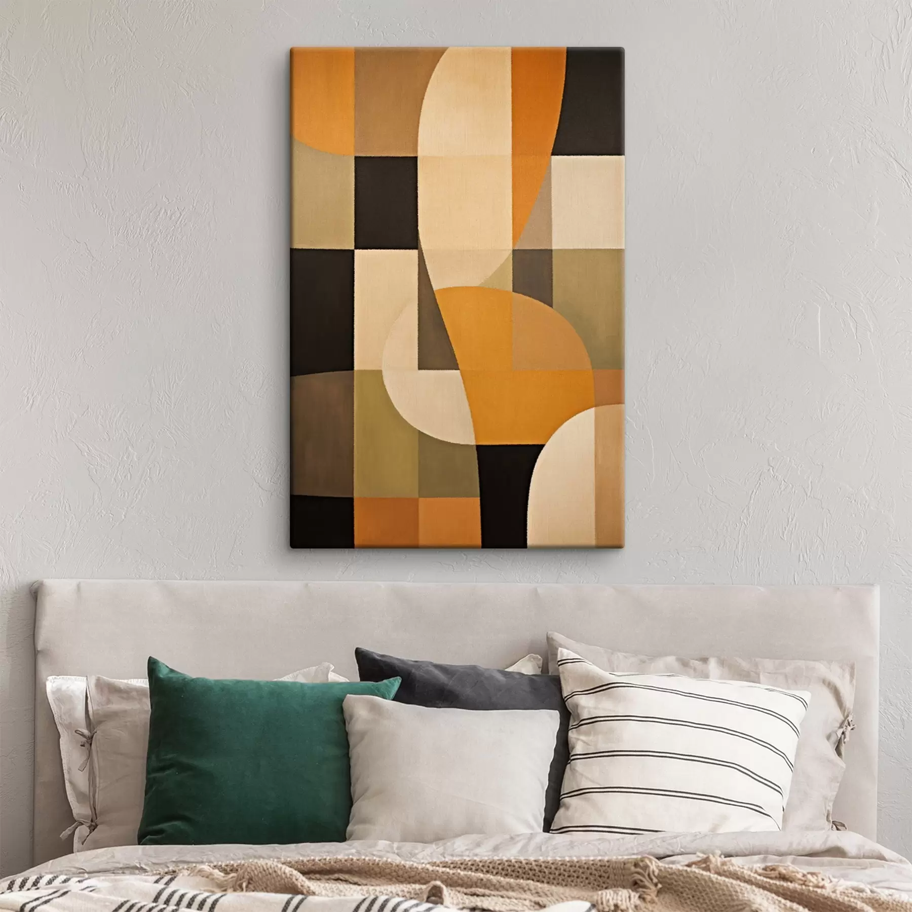 Tablouri Patchwork din dreptunghiuri cu un arc portocaliu neted s46534