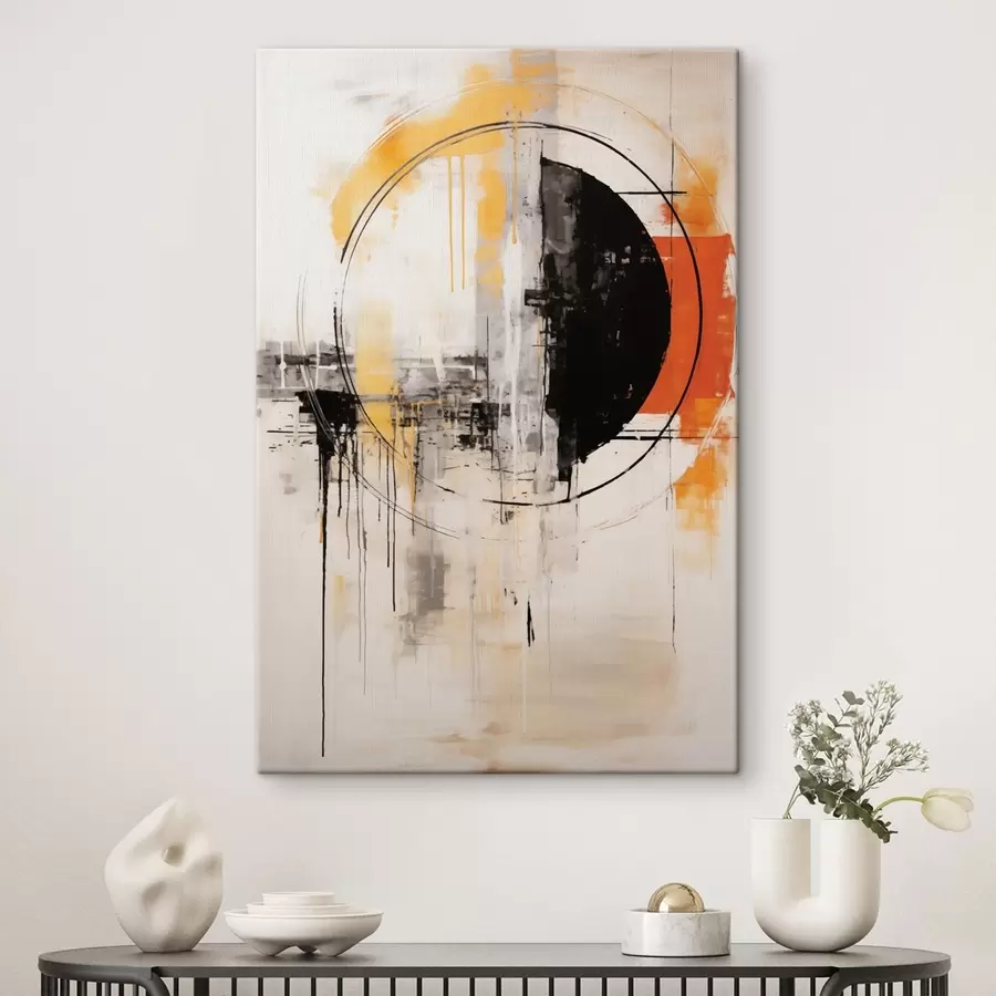 Tablouri Cerc monocromatic portocaliu cu picături texturate s46536