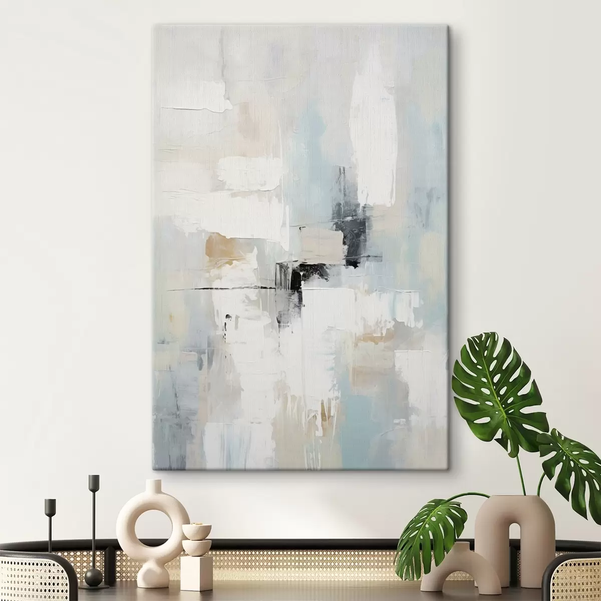 Tablouri Abstract în tonuri deschise, cu accente negre s46548