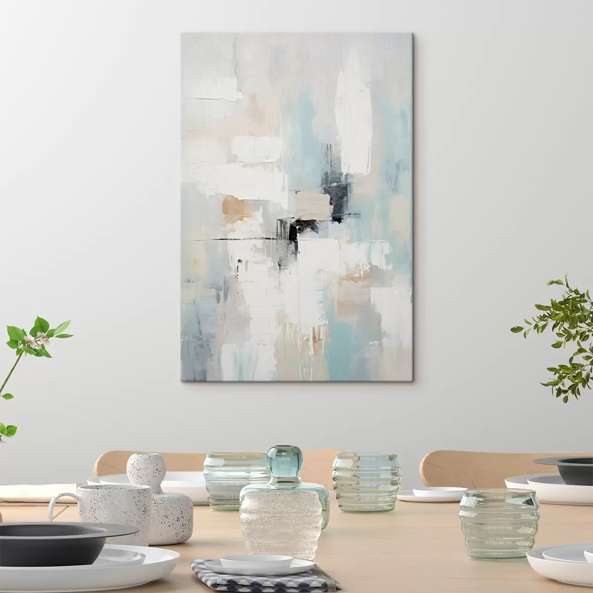 Tablouri Abstract în tonuri deschise, cu accente negre s46548