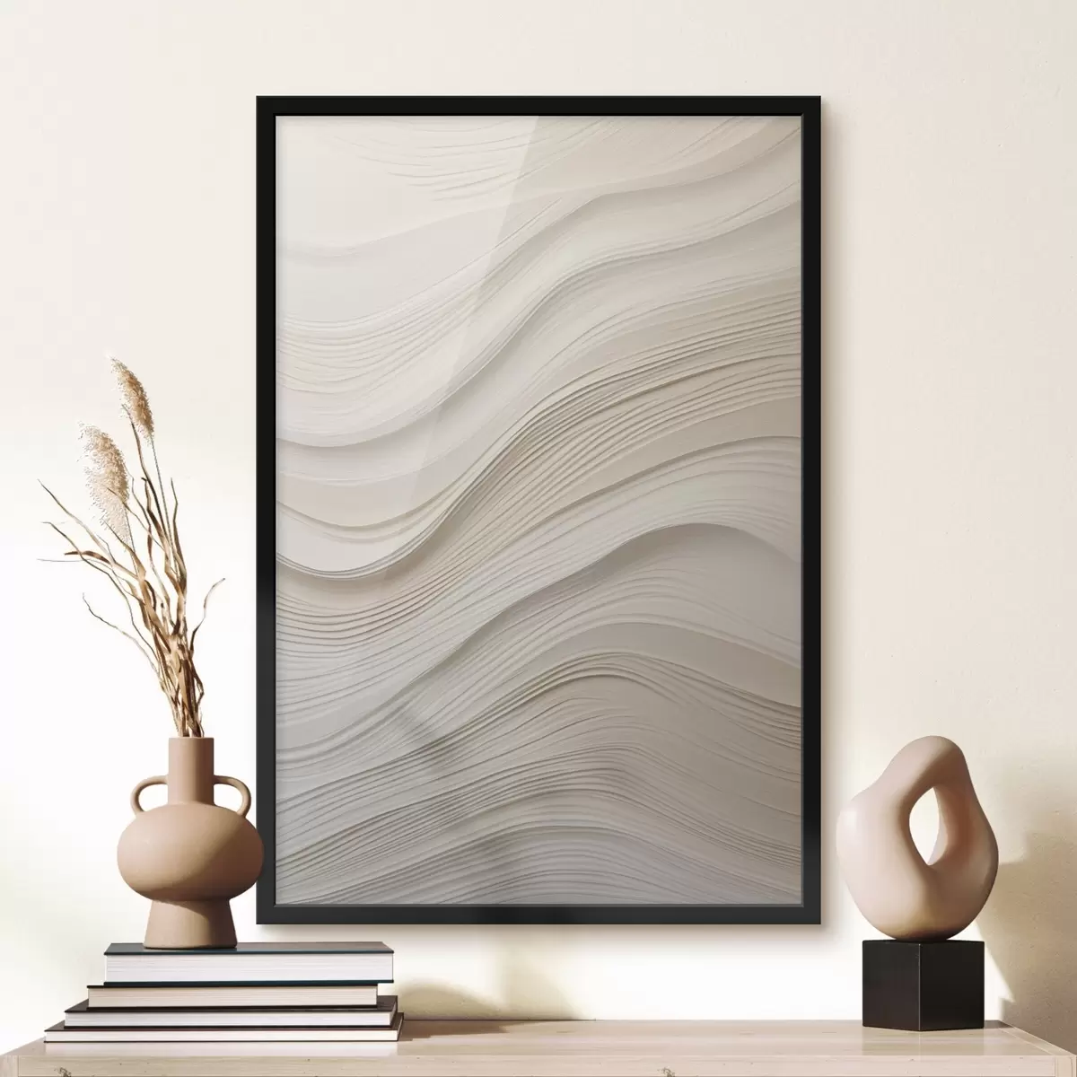 Poster Valuri reliefate în nuanțe de nisip, textură moale f46484