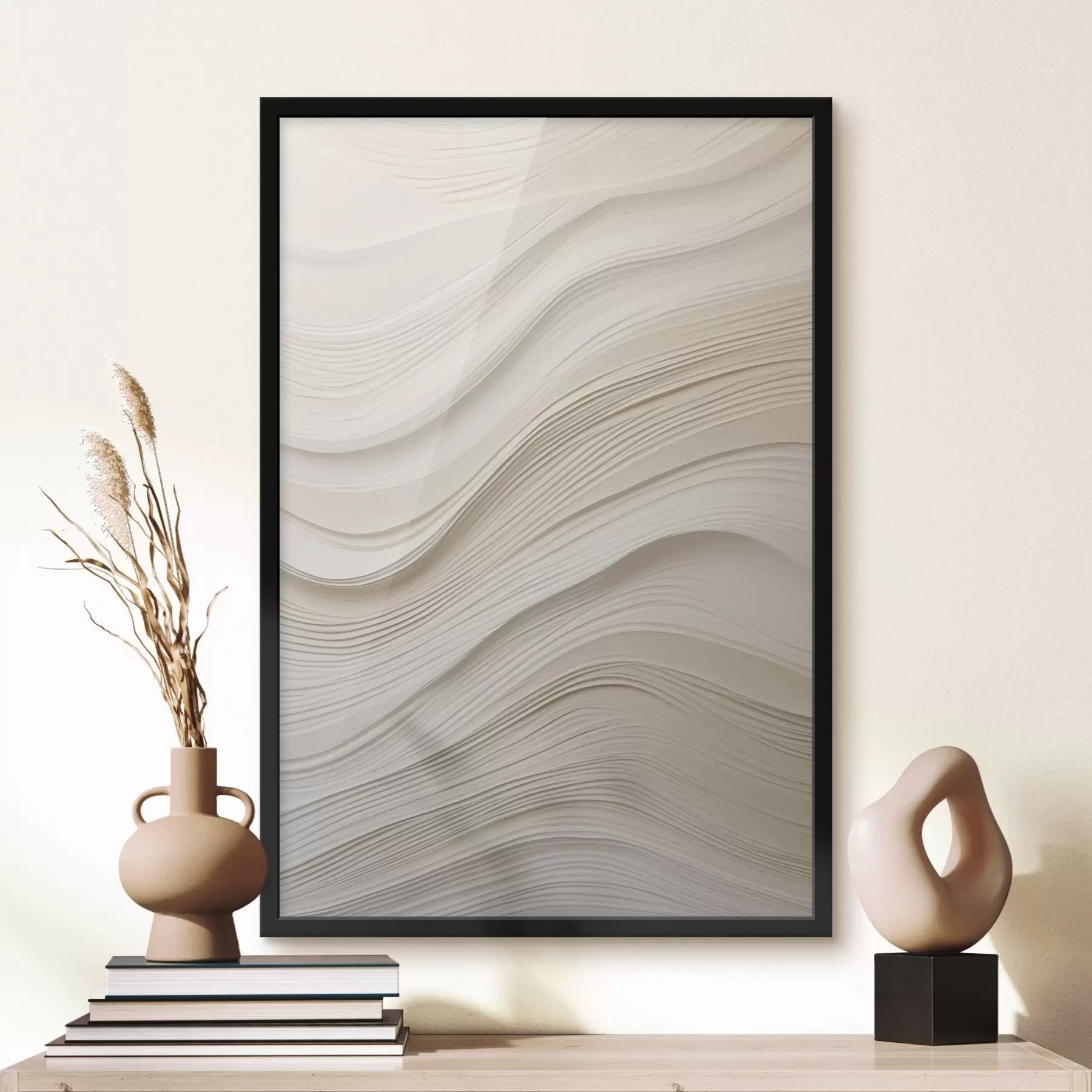 fototapet Valuri reliefate în nuanțe de nisip, textură moale f46484