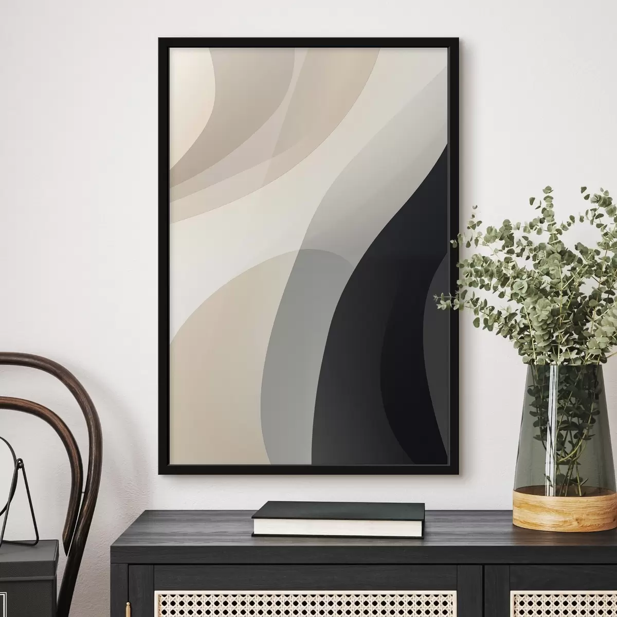 Poster Forme organice în nuanțe calde de bej și cărbune f46494