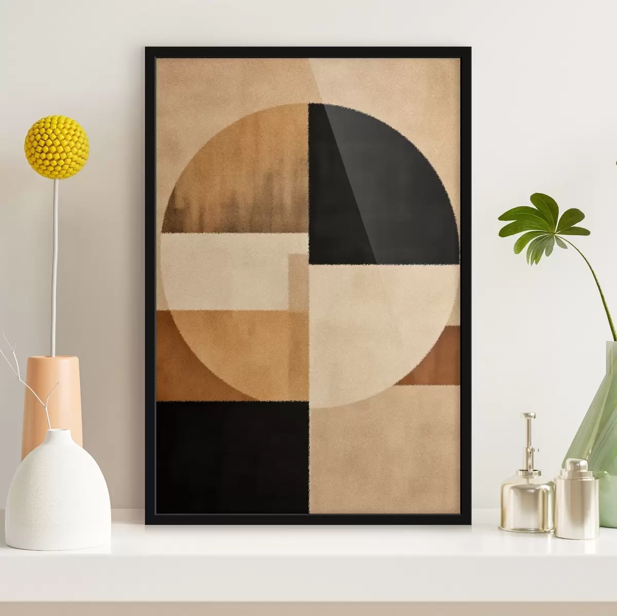 Poster Semicercuri și pătrate în tonuri calde, textură moale f46531