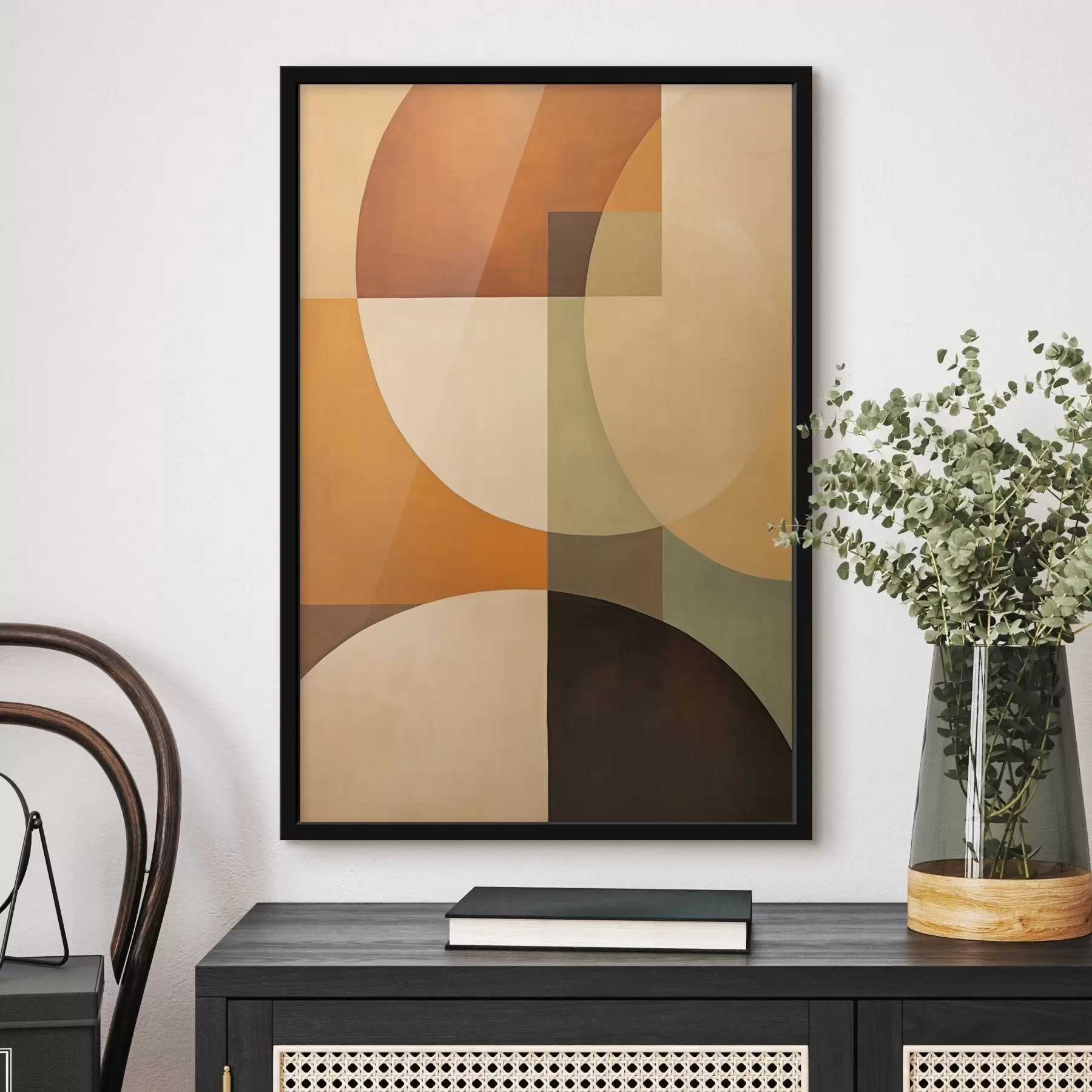 fototapet Forme mari intersectate în nuanțe de teracotă-măslinie f46533