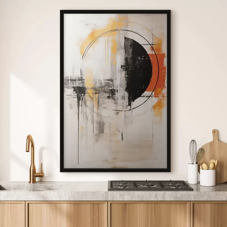 fototapet Cerc monocromatic portocaliu cu picături texturate f46536